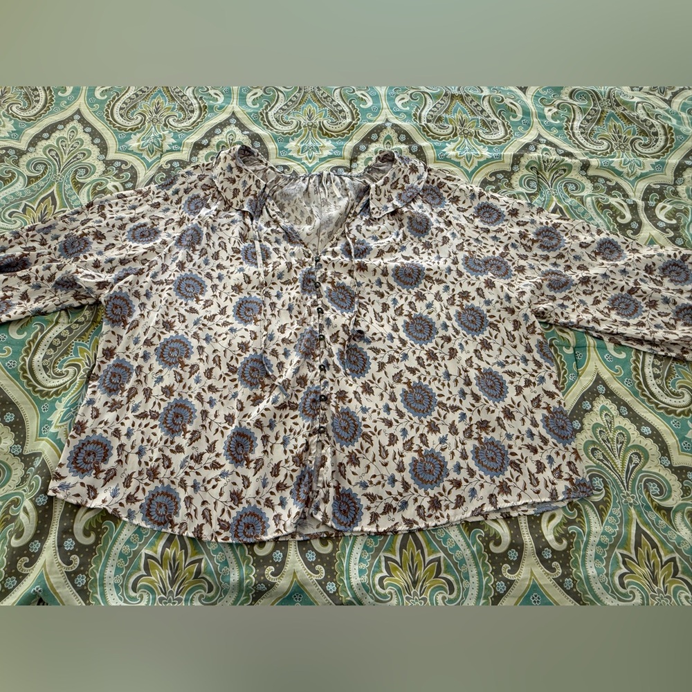 Anthropologie Button-Front Peasant Blouse - Picture 5 of 12